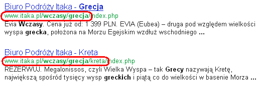 Rysunek 24. Słowa kluczowe w adresach WWW. Ograniczenia w pozycjonowaniu Obok wielu zalet, pozycjonowanie to także pewne ograniczenia, w porównaniu do innych narzędzi marketingu internetowego.