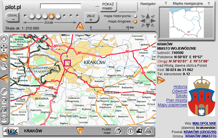 Przegląd istniejących metod sieciowego udostępniania i kontroli danych można znaleźć implementacje podające współrzędne georeferencyjne wybranego punktu, mierzące odległości lub szukające najkrótszej