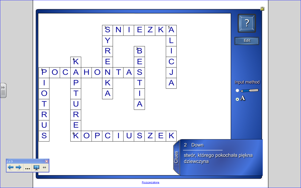 Rysunek 4. Krzyżówka wygenerowana z szablonu Crossword 2.