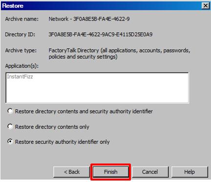 Zaznacz opcję Restore security authority identifier only, aby odzyskać tylko ID. 5.