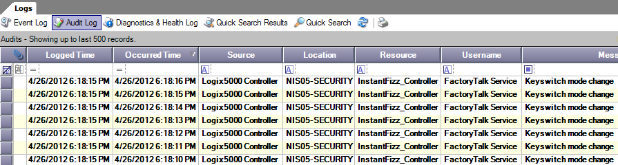 FactoryTalk AssetCentre v4.10 Detekcja Zmian z RSLogix 5000 v20. 1. Opuść otwarty RSLogix 5000 2. Uruchom z pulpitu FactoryTalk AssetCentre Client. 3. Zaloguj się jako adam.