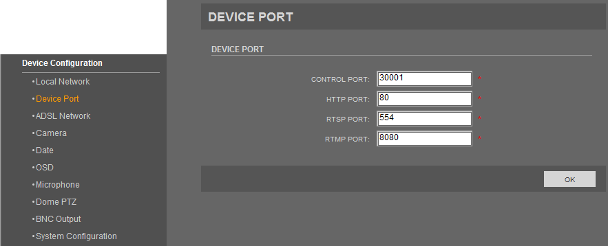 NVIP-1DN5000H/IR-1P User s manual ver.1.0 WWW INTERFACE - WORKING WITH IP CAMERA 4.5.2. Device Port Device Port menu allows user to change device port numbers.