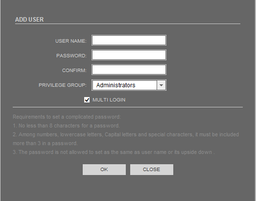 NVIP-1DN5000H/IR-1P User s manual ver.1.0 WWW INTERFACE - WORKING WITH IP CAMERA 4.12.2. User In User tab you can add, modify or delete users. NOTICE: Default user root can not to be deleted.