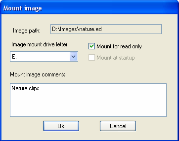 Wybierz w main menu element: Actions > Mount Kliknij przycisk Mount w pasku tool bar. Wybierz element Mount w menu kontekstowym dowolnego obrazu znajdującego się w bazie danych.