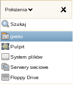 foldery oraz urządzenia do Informacja. Pokazuje informacje o danym katalogu. Drzewo. Pokazuje drzewo folderu domowego i drzewo systemu plików. Historia.