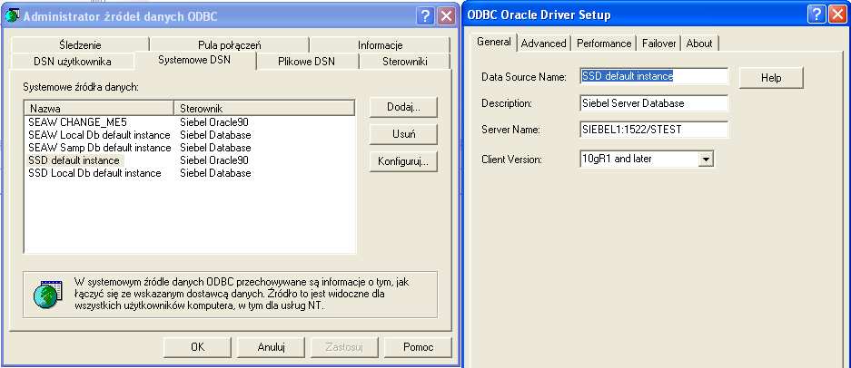Skonfiguruj lokalne ODBC Uwaga: Wpolu server name wpisz wartość z