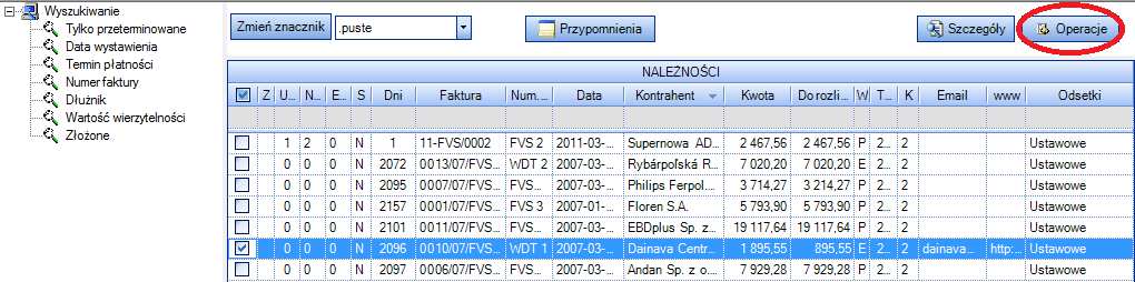 Podręcznik użytkownika programu Nasz Bank Strona 128 walutę należności, termin płatności dokumentu, konto księgowe, adres e-mail, adres strony www