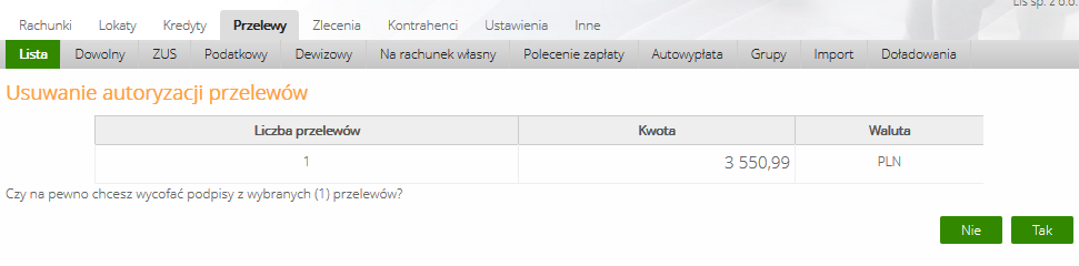 wybrać status Do akceptacji, można wykorzystać przycisk Pokaż filtr (Rys. 19), sprecyzować okres podając zakres dat szukanych przelewów, użyć przycisku Szukaj.