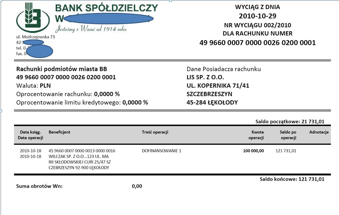 Typ 1 Rys. 51 Okno z wydrukiem wyciągu w formacie Typ 1 Typ 2 Rys.