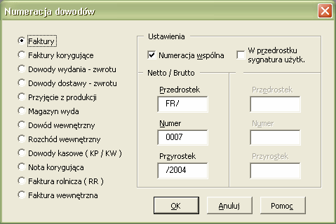 Praca z arkuszami Numerowanie dowodów księgowych Numerowanie dowodów księgowych odbywa się automatycznie.