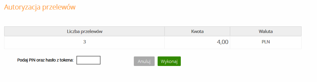 zawierają prawidłowe dane, należy użyć przycisku Dalej. Wyświetli się następne okno Podpis przelewów wybór certyfikatów, w którym zawarte są informacje dotyczące certyfikatu.