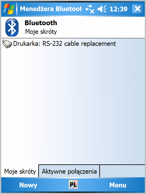 B.Konfiguracja w systemie Windows Mobile 5 i 6 z oprogramowaniem Broadcom. 1) Z gçäwnego okna (Dzisiaj) menu klikamy na ikonü Bluetooth i z otwartego menu wybieramy pozycjü MenadÇer Bluetooth.