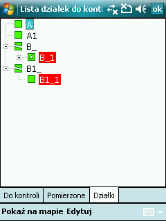 Zakładka Działki graficzna reprezentacja działek w postaci hierarchicznej, ułatwia