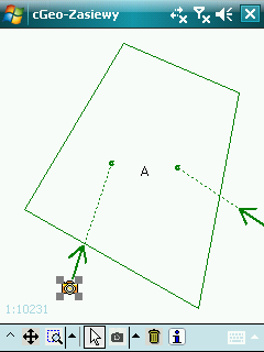 Zdjęcie wstawienie do mapy obiektu,,strzałki'', której początek odpowiada miejscu wykonania zdjęcia. Położenie punktu początkowego mierzymy przy pomocy GPS.