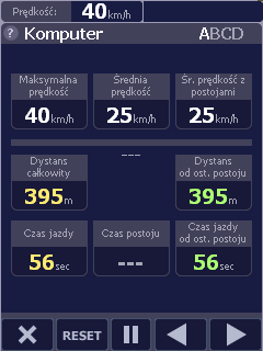 wpisanej w okrąg. Mapa automatycznie przekręca się tak, aby pokazać możliwie duży obszar w kierunku jazdy, z aktualną pozycją użytkownika u dołu ekranu.