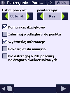 wyznaczono trasę). Sekcja czasu pokazuje, od lewej: sumaryczny czas jazdy, sumaryczny czas postojów i czas jazdy od ostatniego postoju. 2.10.