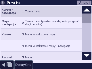 Prędkość Jeśli użytkownik chce być informowany o przekroczeniu prędkości, którą uważa za bezpieczną, może wybrać ją na tym ekranie i spowodować, że system będzie go ostrzegał o jej przekroczeniu.