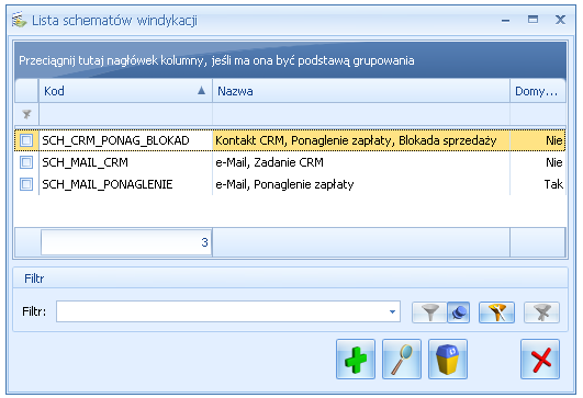 Nie można usunąć schematu przypisanego do kontrahenta ((menu Ogólne/ Kontrahenci formularz kontrahenta, zakładka Płatności Schemat windykacji), Przy usuwaniu schematu przypisanego na płatności w