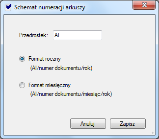 Strona28 SCHEMAT NUMERACJI Domyślna numeracja arkuszy spisowych może zostać zmieniona za pomocą funkcji menu Spis inwentarza