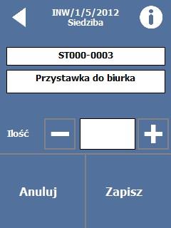 Strona34 Jeśli chcemy na terminalu usunąć dane dotyczące ilości (spisanej) dla danej pozycji, należy otworzyć dla niej kliknięciem