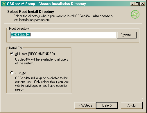 Instalacja QGIS przy