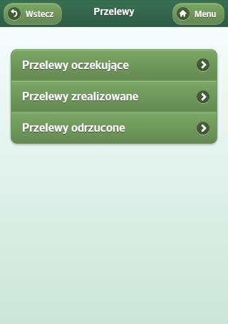 Po zalogowaniu się do systemu dostępne są powyższe opcje. Rachunki i transakcje. Opcja pozwala na: 1. przeglądanie historii operacji 2.