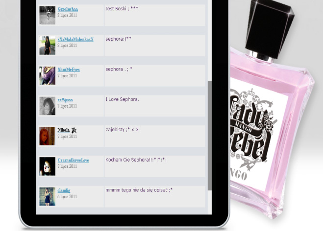 Media Contacts SEPHORA Wystylizuj się na Lady Rebel. Konkurs perfumerii Fotka.pl Launch i zbudowanie świadomości nowego zapachu Mango. Dotarcie do i zaangażowanie młodszej niż zwykle grupy docelowej.