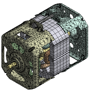 złoŝenowy napędu SRM Pełny model złoŝenowy napędu z slnkem SRM przedstawono na rysunku 1. Model ten wykonano w programe Autodesk Inventor [2].