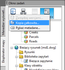 Kopiowanie warstwy Drogi do formatu SHP 1 W Eksploratorze mapy wybierz schemat SDF_1. 2 Kliknij pozycję Narzędzia Kopia całkowita.