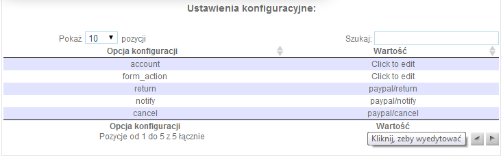 [paypal] 3.6.Konfiguracja PayPal account = "konto(email)" form_action = "https://www.paypal.com/cgi-bin/webscr" return = "paypal/return" notify = "paypal/notify" cancel = "paypal/cancel" Uwaga!