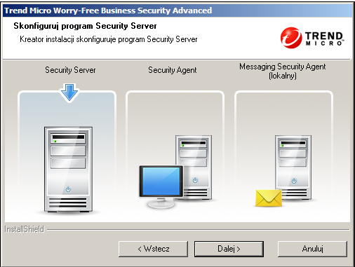 Instalowanie programu Security Server Część 3: Opcje instalacji programu Security Agent Do czynności wstępnej konfiguracji programu Security Agent należy ustalenie ścieżki instalacji, skonfigurowanie