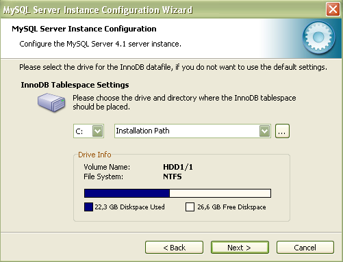 Rys. 13 MySQL Server Instancje Configuration Wizard określamy przybliżoną