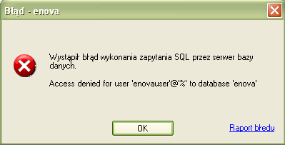 Logowanie przy użyciu hasła. Rys. 25 Podstawowe błędy nie logować się do bazy z użyciem hasła, zdefiniować login bez hasła lub usunąć hasło.