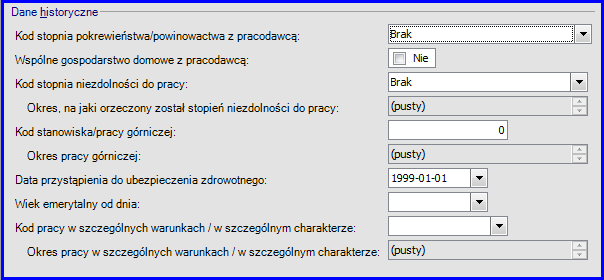 Kadry pozostałe Rys. 51 Pracownik dane historyczne W dostępnych formularzach zapisywane są opcjonalne dane kadrowe. Nie są one niezbędne dla przygotowania list płac, deklaracji PIT i ZUS.