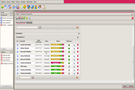 GALACTICA LIBRA Projekty i szkolenia Główne elementy modułu Projekty i szkolenia Lista projektów Baza klientów. Metryka klienta zawiera m.in.