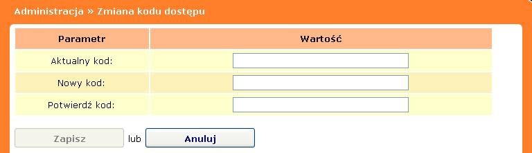 5.5.3. Zmiana kodu dostępu Zmiana kodu dostępu do centrali, domyślny kod: 12345678.