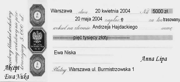 ustawowych elementów weksla, ale mogą mieć znaczenie dla: A. stosunków POZAWEKSLOWYCH (tzw. KLAUZULE KUPIECKIE) (np. klauzula pokrycia, klauzula waluty, klauzula zawiadomienia) B.