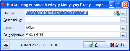 3. Pracownicy Pole Zatrudnienie należy wybrać firmę, w której zatrudniony jest pacjent.