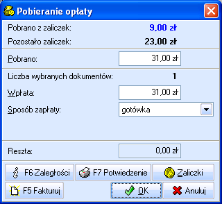 3. Pracownicy Rys. 34. Okno: Pobieranie opłaty. Rys. 32. Okno: Podgląd wydruku.