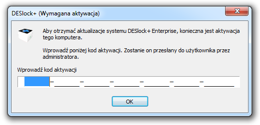 14 DESlock+ User Manual 2. W odpowiednim polu wpisz lub wklej kod aktywacyjny.