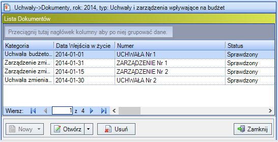 Rysunek 38. Wybór kategorii Uchwały i zarządzenia wpływające na budżet 3.4.1.