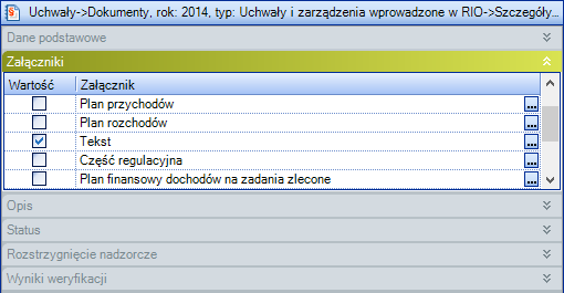 3.4.4. Załącznik Tekst Dodatkowym elementem, który wzbogaca program, jest możliwość przechowywania nie tylko wybranych planistycznych danych finansowych, ale również wszelkich treści samej uchwały