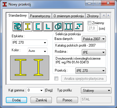 2. Przechodzimy do kolejnego ekranu, w tabeli Pręty z prawej strony ekranu definiujemy pręt 1 wybierając skrajne węzły 1 i 2: W oknie Widok powinniśmy widzieć pręt 1 o skrajnych węzłach 1 i 2 3.