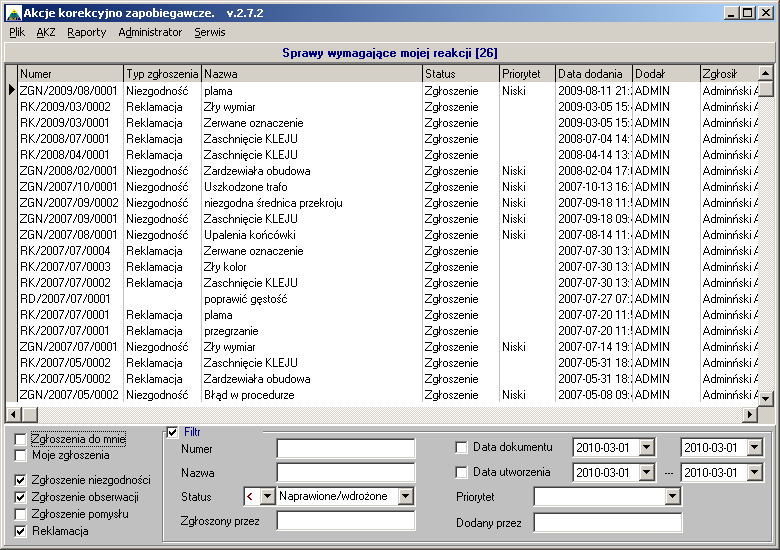 AKP- akcje korekcyjno zapobiegawcze, reklamacje Niezgodności, czego dotyczą, działania, obieg zadań, raporty AKP- to program do zarządzania działaniami związanymi z rozwiązywaniem wszelkich problemów