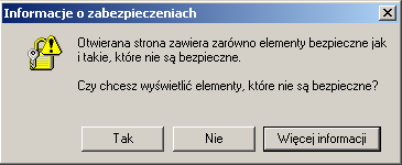 Aby kontynuować przeglądanie stron, należy wybrać przycisk Tak.