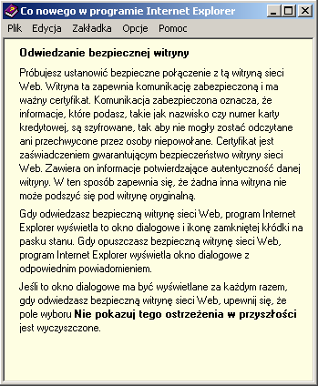 Ustawienia zabezpieczeń można wyświetlić wybierając z menu pozycję Narzędzia, a następnie Opcje internetowe.