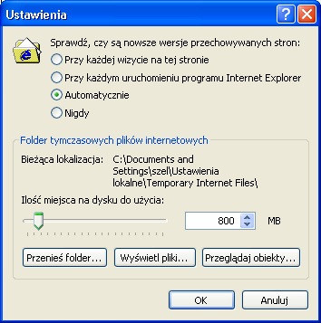 Prawidłowe ustawienia mechanizmu tymczasowych plików internetowych może znacząco wpłynąć na czas wczytywania stron WWW 6.