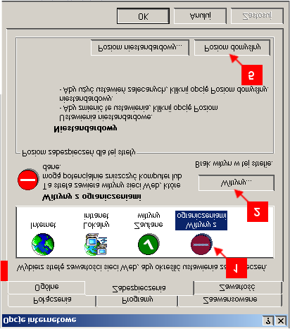 Witryna z ograniczeniami 31 1. Wybór ikony Witryny z ograniczeniami 2. 2WZLHUD RNQR Z NWyU\P ZSURZDG]D VL adresy stron 3.