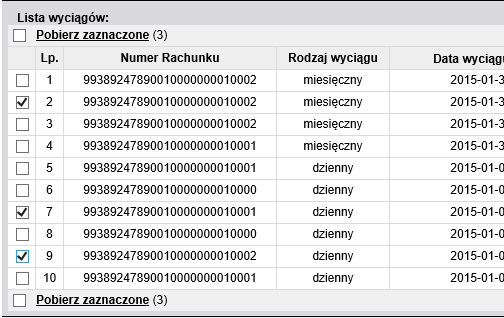 W zależności od ustawień lokalnych przeglądarki/komputera e-wyciąg zostanie otwarty od razu albo zostanie wyświetlony monit z zapytaniem czy otworzyć plik lub gdzie plik ma zostać zapisany (patrz