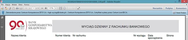 Zamknąć okno Własności podpisu klikając w przycisk Zamknij. Zamknąć przeglądarkę Adobe Reader. Otworzyć jeszcze raz dokument.